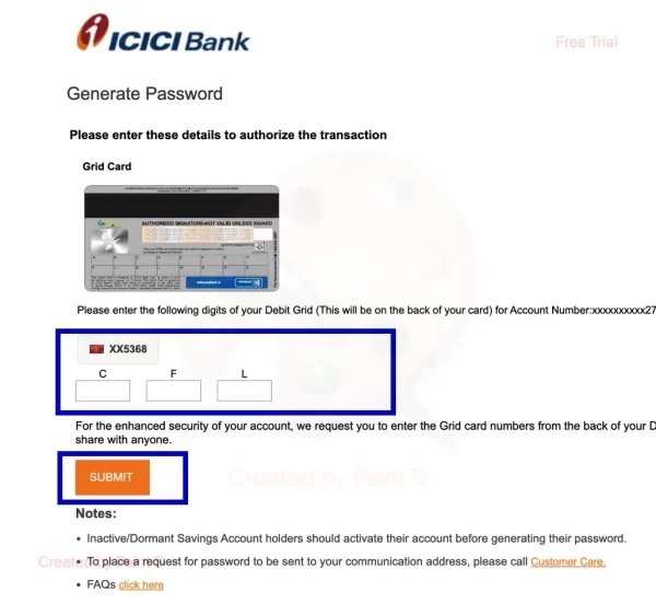 ICICI BANK atm authorisation 
