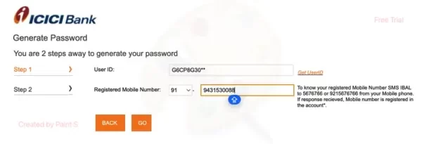 Icici netbanking password generation in 2 steps