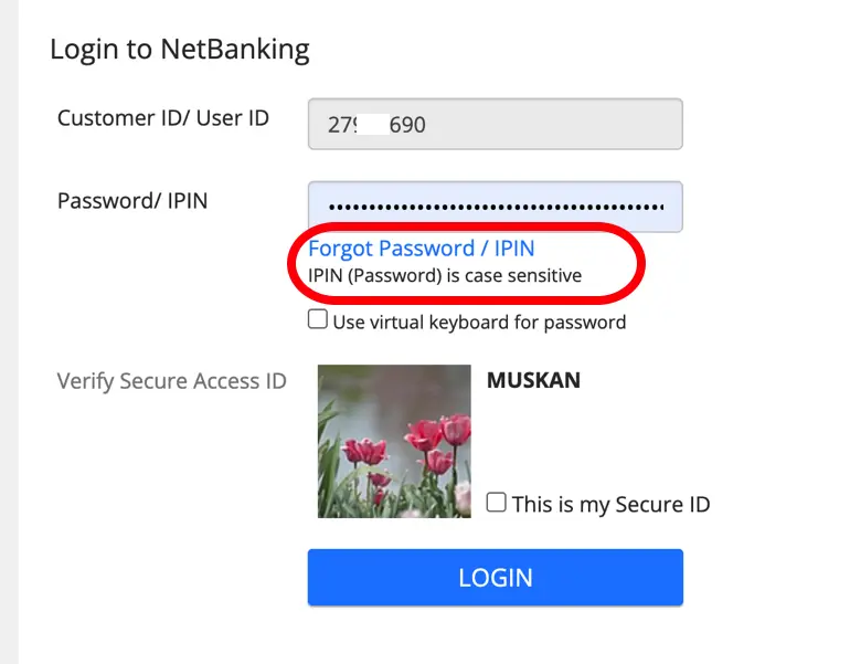 hdfc net banking password