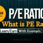 Illustration showing the calculation of the P/E ratio with an example